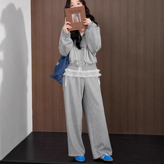 连帽外套休闲裤两件套装2025秋冬季新款女上衣长裤子KSW2508007