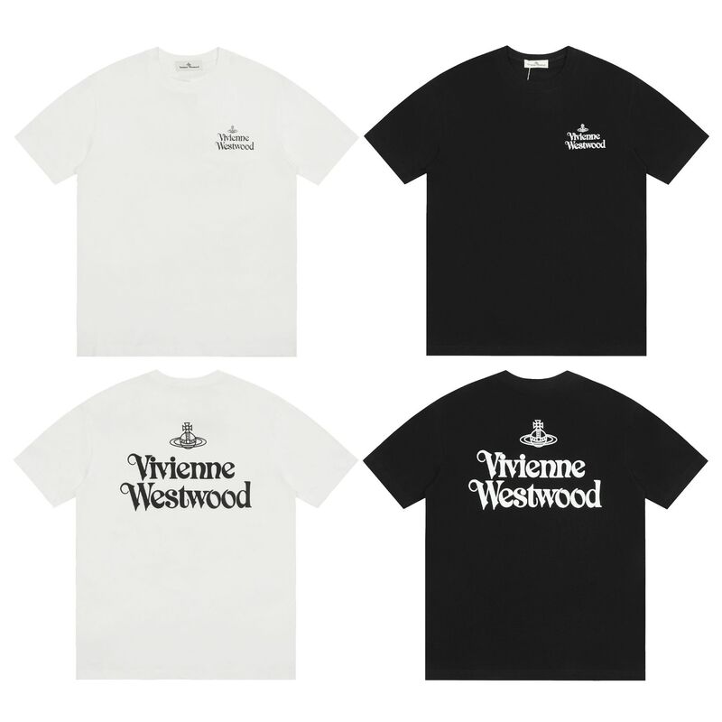Vivienne West Wood Queen Mother Vivienne Saturn Letter Embroidered Printed Short-Sleeved T-Shirt Vivienne West Wood Queen Mother Vivienne Saturn Letter Embroidered Printed Short-Sleeved T-Shirt