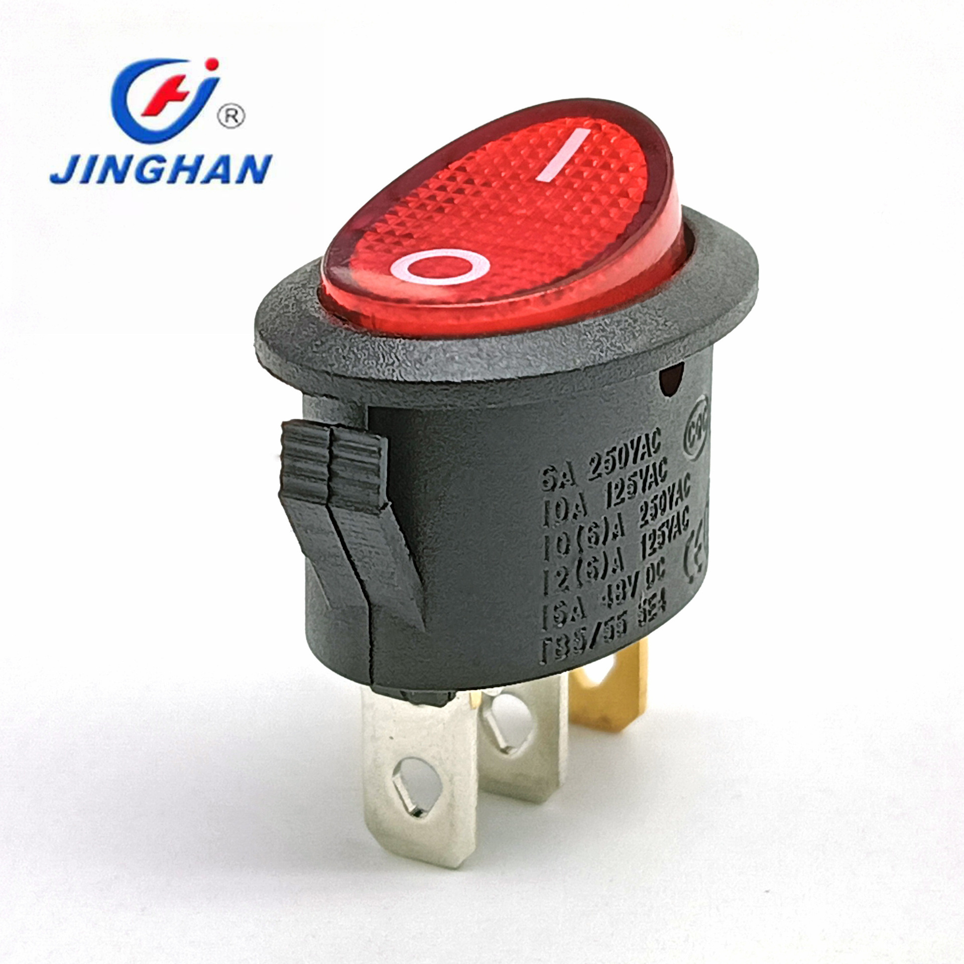 晶瀚 JINGHAN 椭圆形翘板开关 热水壶开关 三脚带灯船型开关 KCD1