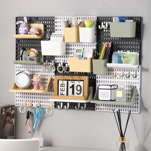 Perforated board desktop storage rack office workstation decorative partition home dormitory storage shelf desk display rack