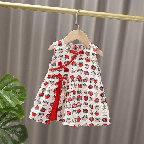 Girls Summer Dress 2024 New Baby Princess Dress One Year Old Children's Dress Summer Chinese Style Cheongsam