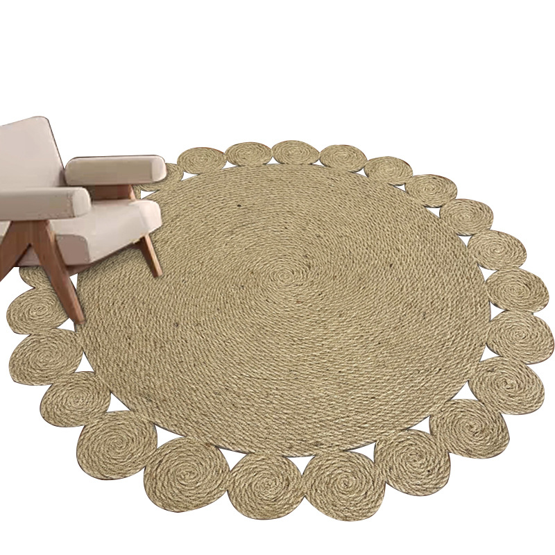 Artesanos japoneses tejidos de yute alfombra pastoral estofado sala de estar redonda ropa doméstica decoración de fotografía accesorios de fotografía