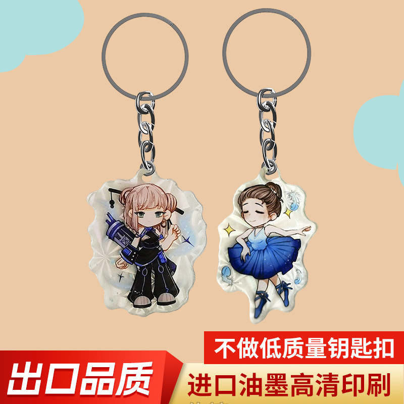 New acrylic keychain cartoon key pendant wholesale accessories small gift printable LOGO factory direct supply