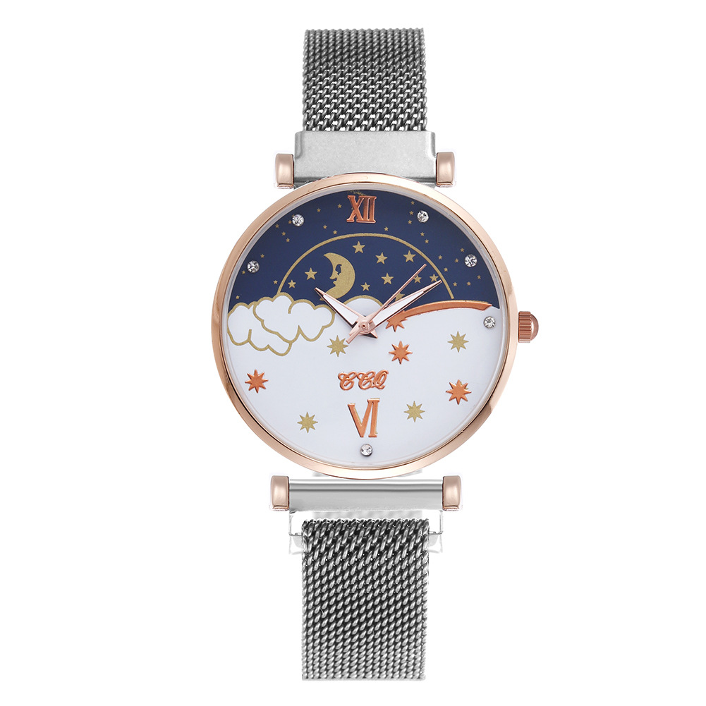 Petite montre à Quartz exquise pour femme, nouvelle tendance, ceinture en maille magnétique, cadran de dessin animé frais, 2024_voghion.com