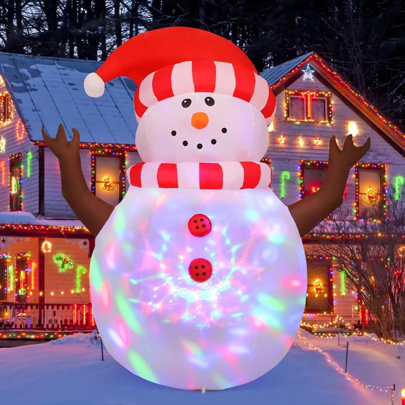 クロスボーダークリスマスパーティー装飾新しい大型クリエイティブかわいい漫画発光インフレータブル雪だるま人形装飾品|undefined