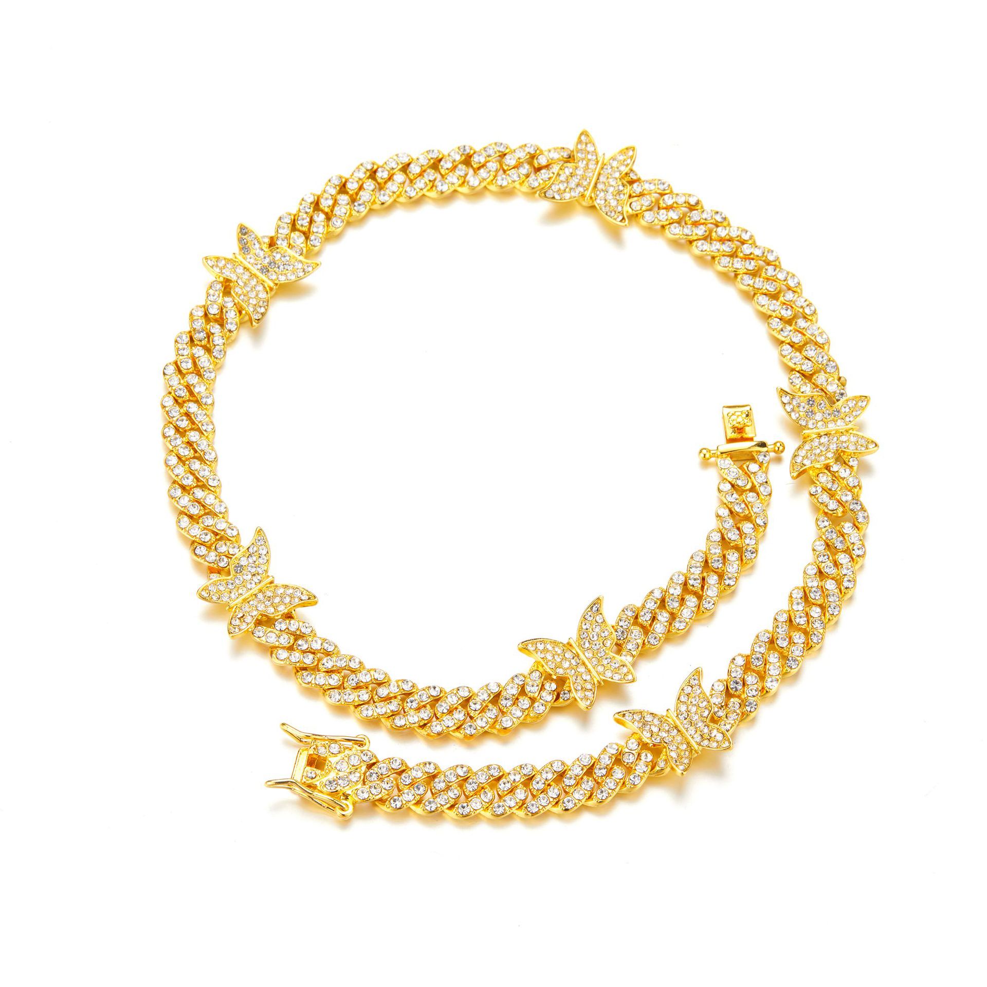 Fashion Butterfly Alloy Inlay Rhinestones Unisex Necklace 1 Piece