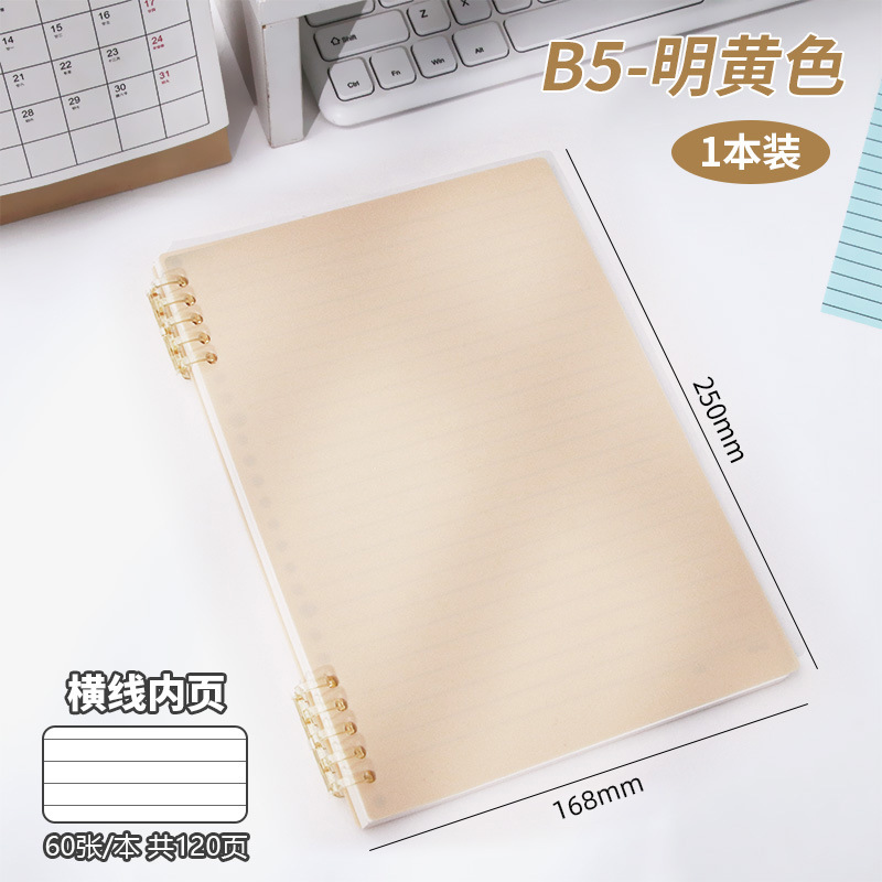 B5 ルーズリーフノート、見栄えが良く手が痛くなりにくい、学生向けの 60 枚の罫線ノート、取り外し可能な厚みのあるメモ帳卸売|undefined