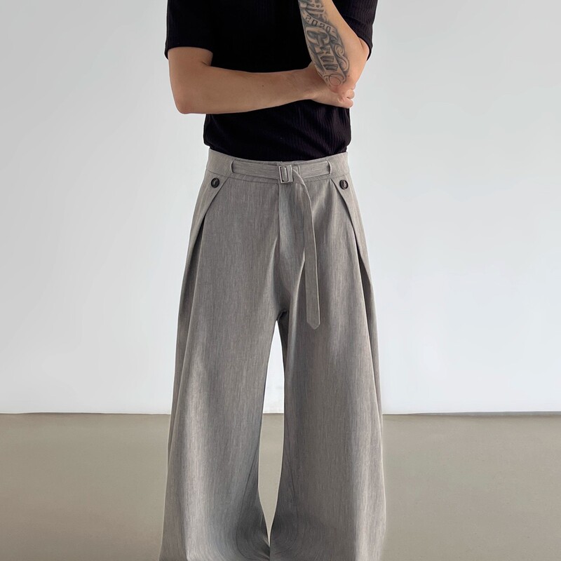 American Retro Old Money Style A-Line Pleated Linen Dress Pants for Men, Cleanfit Straight-Leg Drapey Pants, Old Money Style