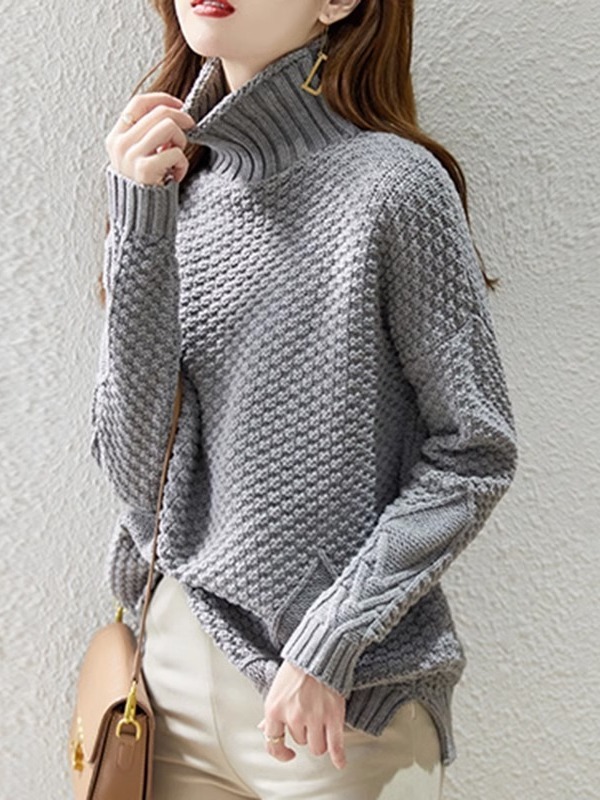Suéter de cuello alto de alta calidad para mujer Otoño e Invierno 2024 nuevo popular engrosado camisa de fondo de moda image 3