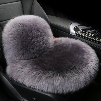 Wool pad: Set Thickened Warm Fur - wool-integrated-pad-square-cushion-lumbar-support-gray