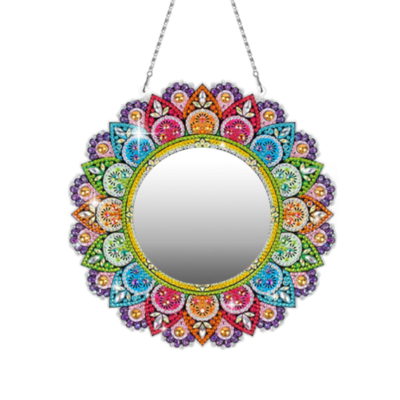 Espejo de pintura de diamantes 5d Mandala Espejo de maquillaje Cristal Diamante de forma especial Diy Colgante de diamante de una cara Acrílico Spot