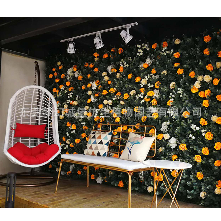 Venta directa de fábrica, simulación, pared de flores, tienda de té con leche, restaurante, fondo de fotos, red, pared roja, pared de fondo de flores perpetuas, entrega de productos terminados