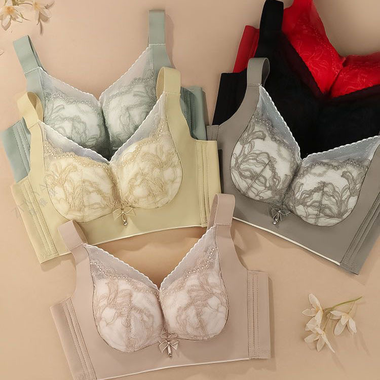 2025 Traceless Medium Thick Modal Sliding Cup No Steel Ring Underwear Push-up Lace Collating Para-milk Sticker Beauty Back Bra