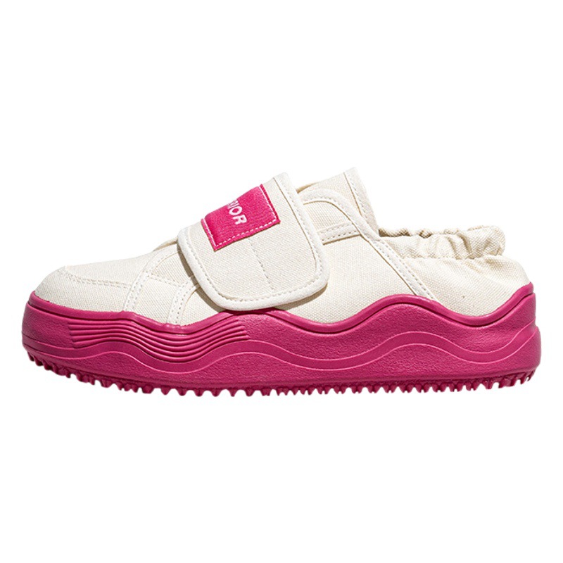 Retirada dos zapatos de lona para mujeres 2025 primavera zapatos de muffin con suela gruesa Velcro un pie de zapatos de alto valor de cara