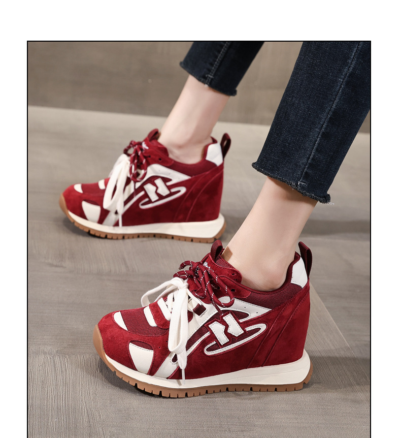 Giày sneaker nữ đế dày tăng chiều cao phong cách thể thao — màu be chi tiết 12