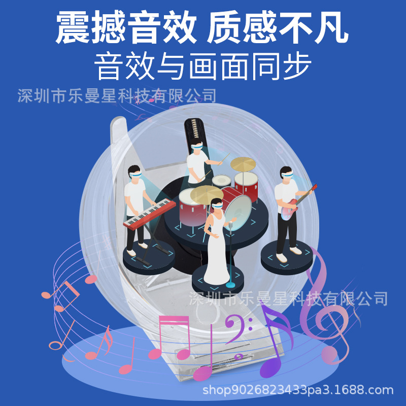 새로운 12CM 3D 홀로그램 팬 데스크탑 홀로그램 프로젝션 장식품 3 차원 동적 크리스마스 에어 서스펜션 눈부신 화면