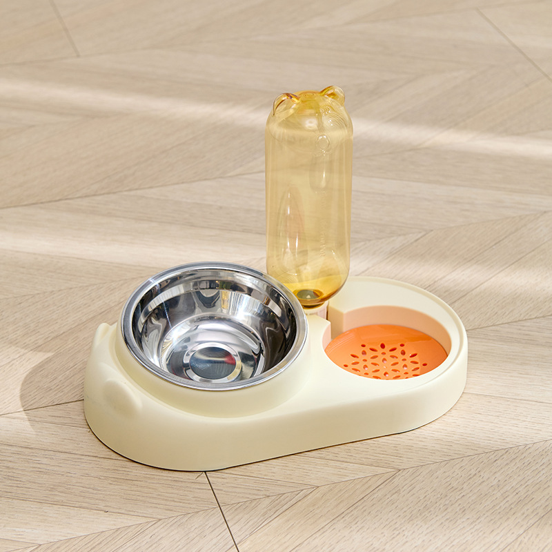 베이지 + 오렌지, 스테인리스 그릇