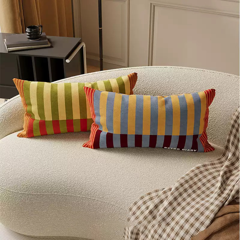 Retro Bauhaus estriado almohada de cabecera almohada de tira larga almohada de siesta almohada de cintura sofá sala de estar almohada de cama almohada cubierta