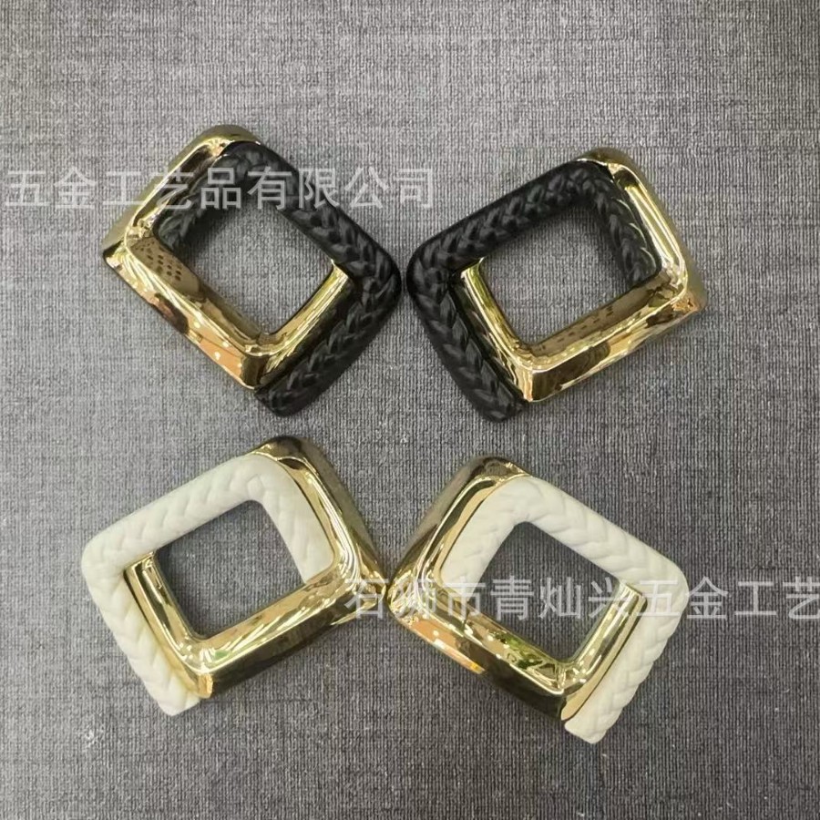 青灿五金新款麻花辫纹编织纹鞋扣鞋头扣高跟鞋装饰烤漆金属插脚扣