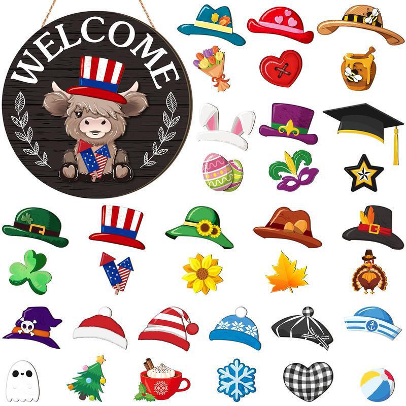 Christmas Halloween 35pcs Interchangeable Welcome Sign|undefined