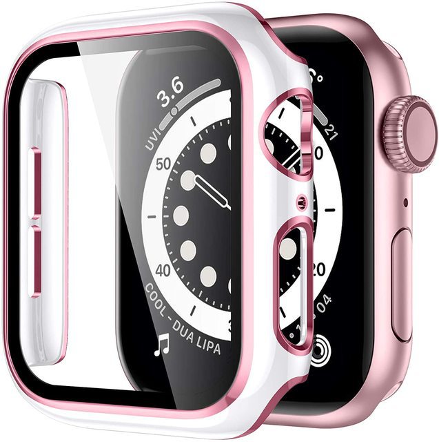 Adecuado para Apple electrochapado colgante tallado PC caso Apple Watch 7/6/SE/5/4321 Vidrio Templado