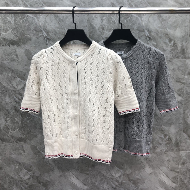 Factory Direct TB New High Version Hollow Short Sleeve Cardigan Fashion Trend Casual All-match Short Sleeve Cardigan Factory Direct TB New High Version Hollow Short Sleeve Cardigan Fashion Trend Casual All-match Short Sleeve Cardigan