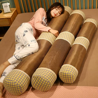 夏季藤席长条枕凉圆柱抱枕床头靠垫女生侧睡夹腿靠枕床上靠背枕头