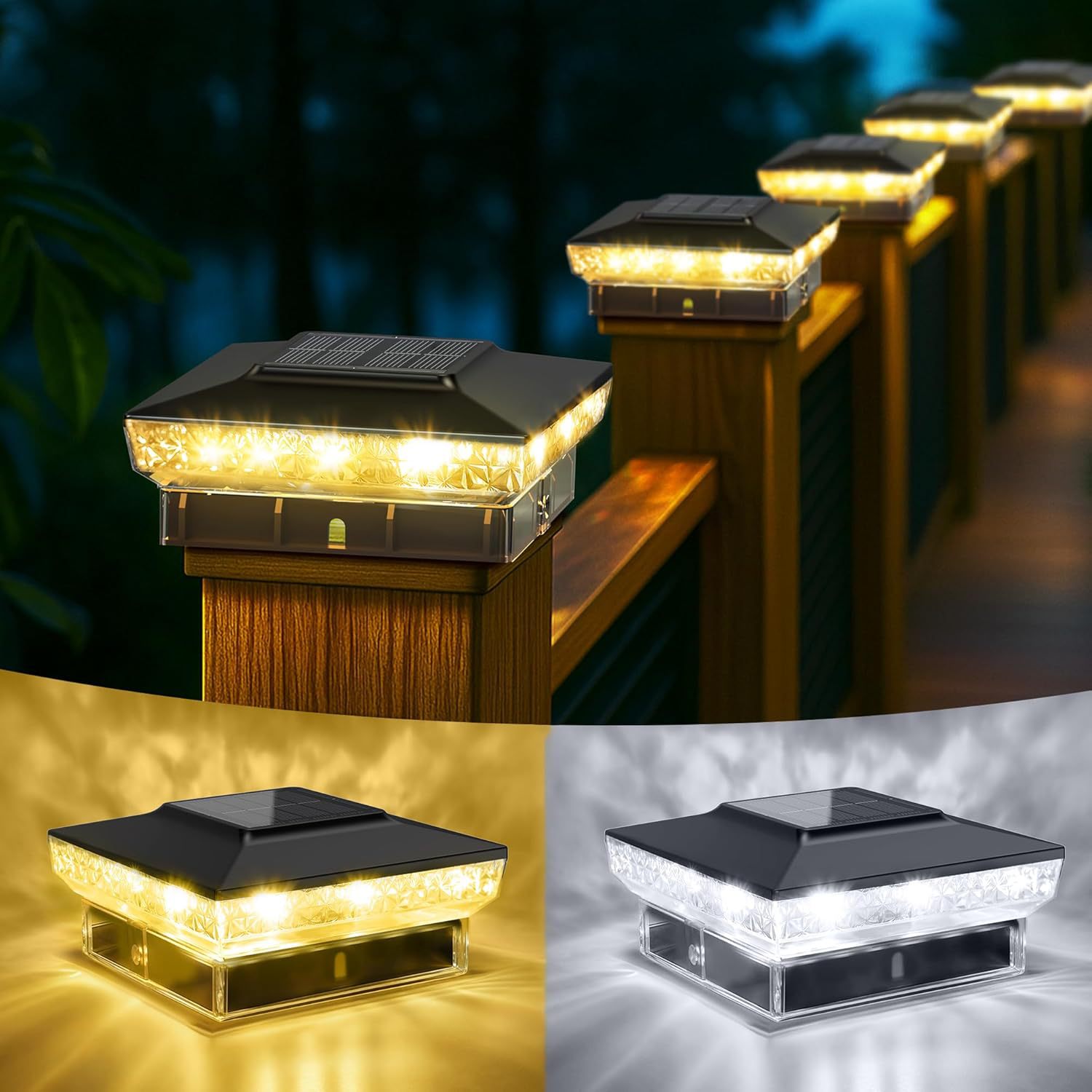 Amazon's New Outdoor Waterproof Solar Column Head Lamp Fence Courtyard Fence Garden Cap Pillar Lamp