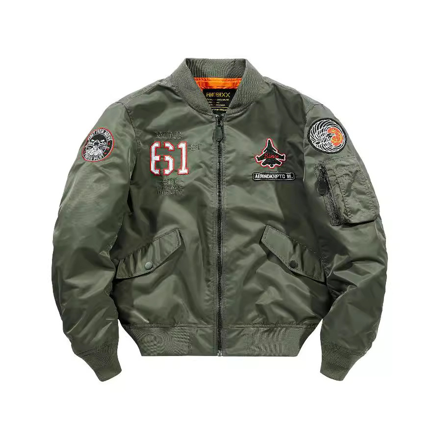 Autumn Trendy Brand Flight Jacket Men's Embroidered Work Jacket Spring & Fall Thin Loose Large Size American Trendyy Baseball Uniform