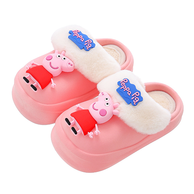 Piggy Page zapatillas de algodón para niños de invierno para niños y niñas caliente y veludo impermeable en el hogar bolsa de bebé desmontable zapatos de algodón tacones