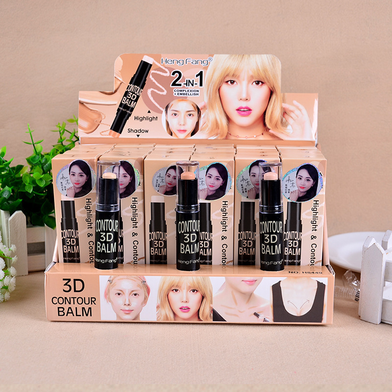 Cross-border Hengfang three-dimensional highlight double-headed repair stick side shadow face concealer stick shadow brightening stick foreign trade makeup