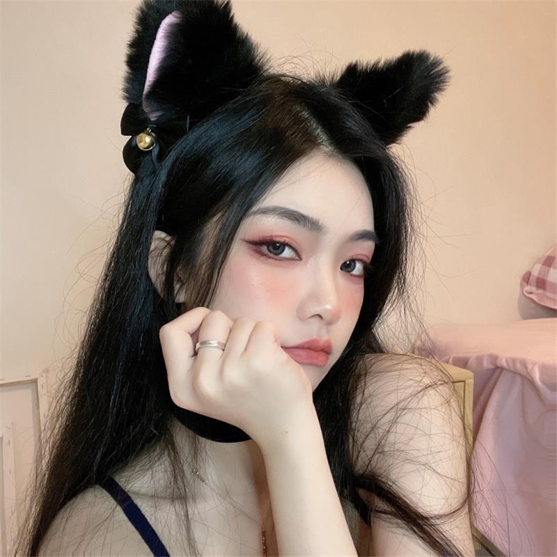 猫耳朵铃铛发箍少女cos猫咪发卡头饰个性女仆发夹蝴蝶结头箍头饰-阿里巴巴
