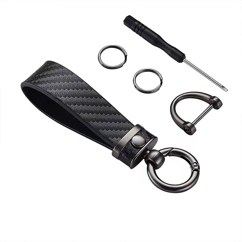 Suministro directo de fábrica patrón de fibra de carbono coche llavero hombres cintura colgando clave cuerda colgante regalo suministros de coche al por mayor