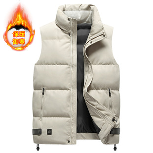 Down Cotton Vest Men's Cross-border Amazon wish European and American Sleeveless Vest Couple Thickened Warm Jacket Vest