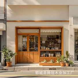 复古老榆木门窗餐厅酒吧咖啡厅折叠门窗一体拱形门甜品商铺室内门