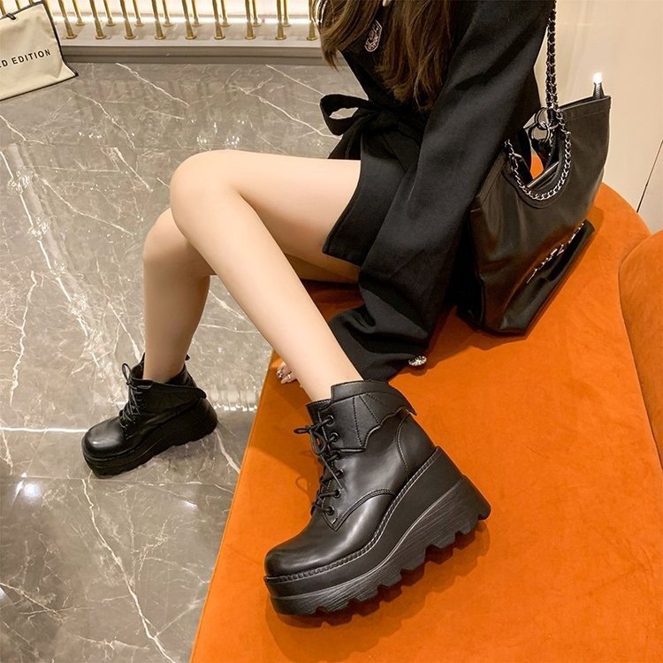 Damen Plateau Stiefeletten Mit Absatz Und Schnalle Für Den Winter_voghion.com