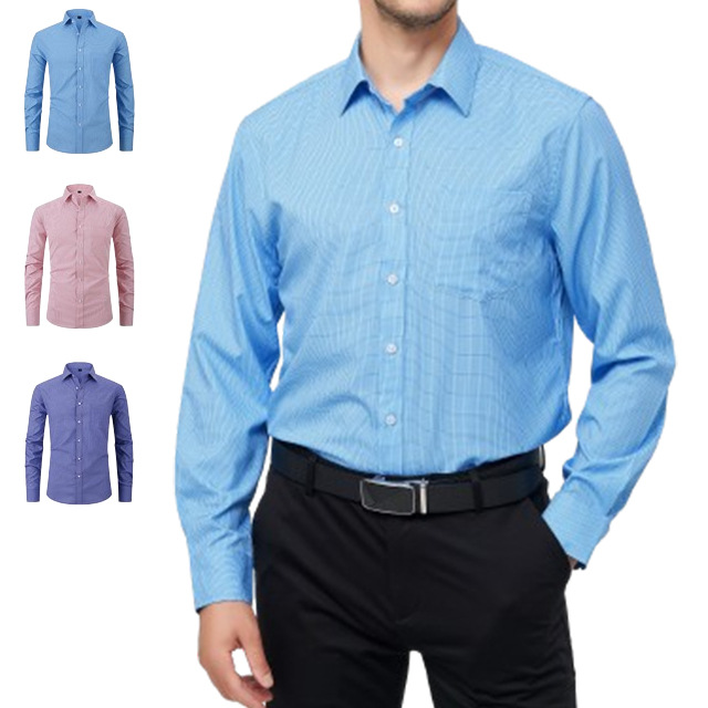 Camisa de Hombre de Estilo Americano, Clásica, Madura, Elástica, de Manga Larga, Estampada, Informal de Negocios, para Otoño
