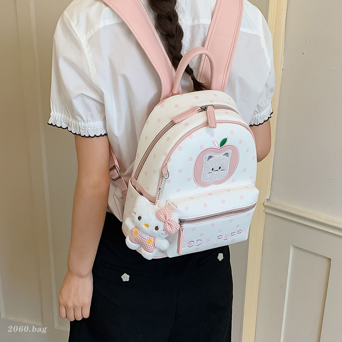 Casual dibujos animados estudiantes de viaje lindos mochila para mujeres nuevo gato corazón mochila 2026 onda punto mochila escolar chica