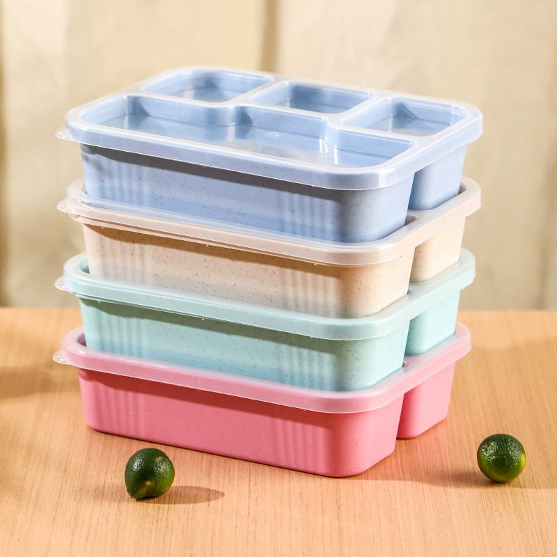 Lunch box, plastic 1000 ml, 4‑compartment kids bento for elementary students, mixed colors