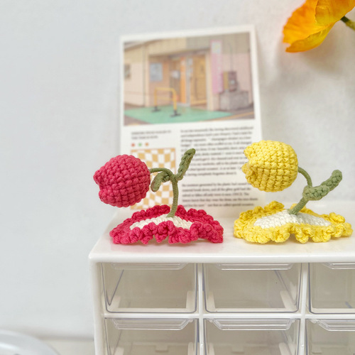 Cream Tulip Three-dimensional Handmade Wool Hairpin Wholesale Sweet Children's Top Clip BB Clip Hairpin Live Broadcast Headwear