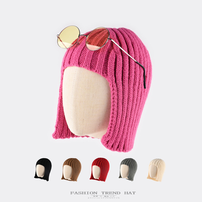 Cross-Border Trade Wig Knitted Hat for Women, Autumn and Winter Warm Ear Protection Pullover Hat, Fashionable Style Woolen Hat Cross-Border Trade Wig Knitted Hat for Women, Autumn and Winter Warm Ear Protection Pullover Hat, Fashionable Style Woolen Hat