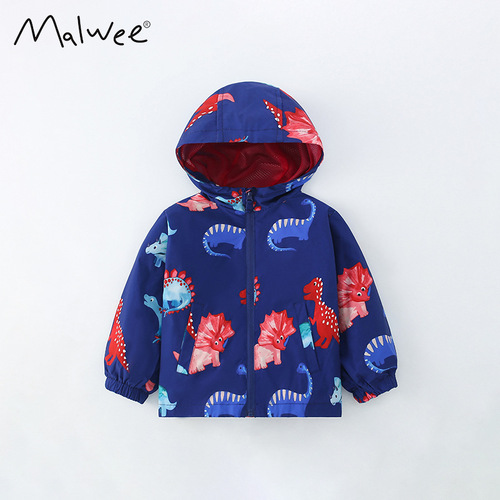 Malwee Boys' Coat Spring and Autumn New European and American Children's Fashion Zipper Shirt Handsome Hooded Children's Clothing 