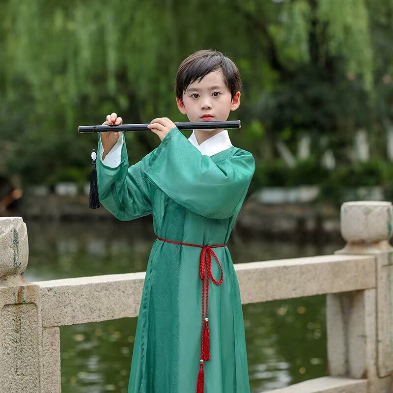 2024 New Boys' Hanfu Chinese Style Song Style Tang Suit Long Shirt Two-Piece Spring and Autumn Clothes Children's Performance Clothes 2024 New Boys' Hanfu Chinese Style Song Style Tang Suit Long Shirt Two-Piece Spring and Autumn Clothes Children's Performance Clothes