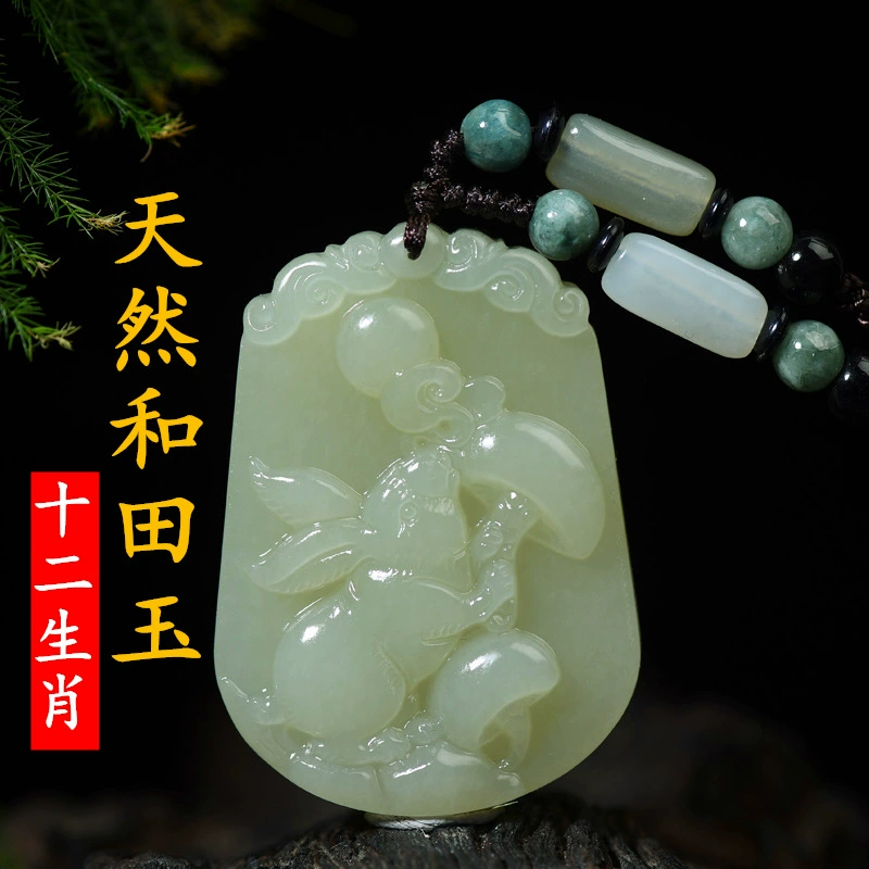 Натуральный нефритовый кулон-талисман по знаку зодиака, год Кролика 2025, кулон из нефрита по году рождения