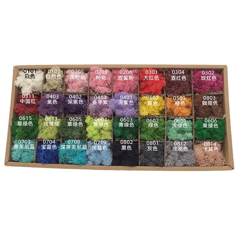 Musgo al por mayor de musgo peso neto 200g caja de regalo flores de musgo eternas accesorios para el hogar tiro ventas directas de la fábrica