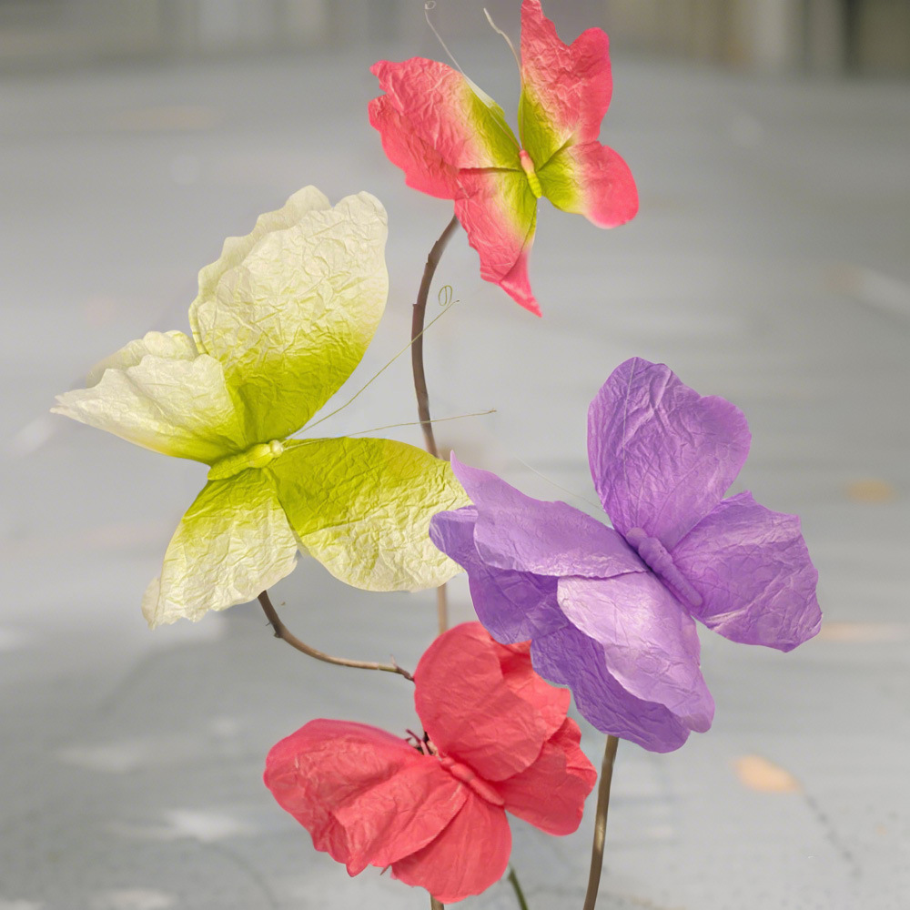 Arte de papel de simulación Decoración de flores de papel de mariposa Decoración de ventana de mariposa Decoración de escena de boda Flor falsa