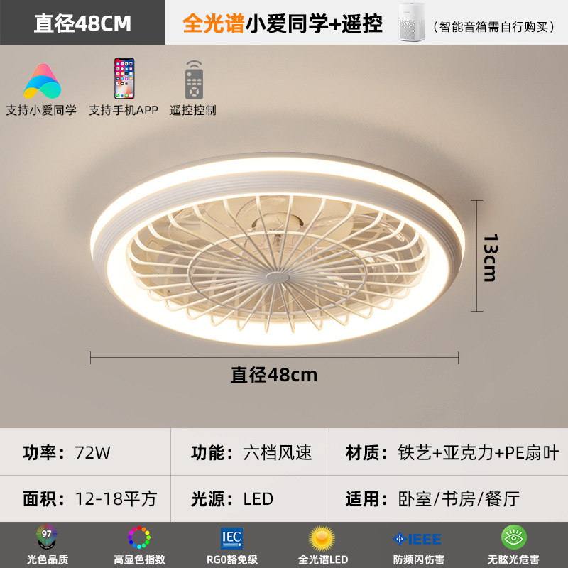 Luz de dormitorio personalidad creativa redonda puede soplar la lámpara de ventilador directo minimalista para proteger los ojos 2025 nueva lámpara de ventilador de habitación