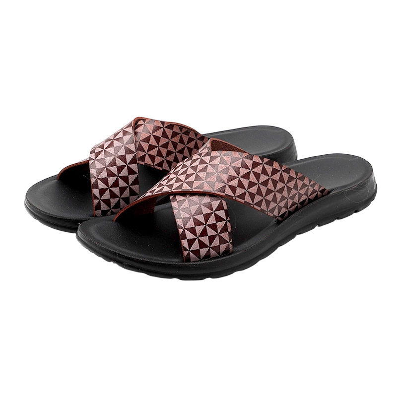 Dép sandal nam cỡ lớn quai ngang da PU, dép lê xỏ ngón đi biển và đi hằng ngày — Hỗ trợ tùy chỉnh