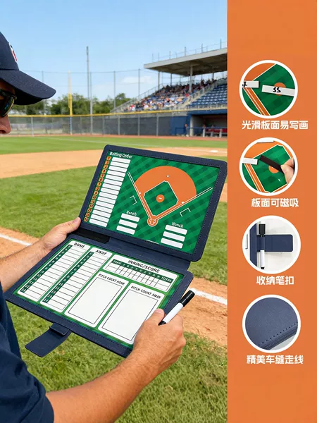 Baseball Tactical Board, Double-Sided Magnetic, Portable, Erasable, Foldable Tactical Coaching Board