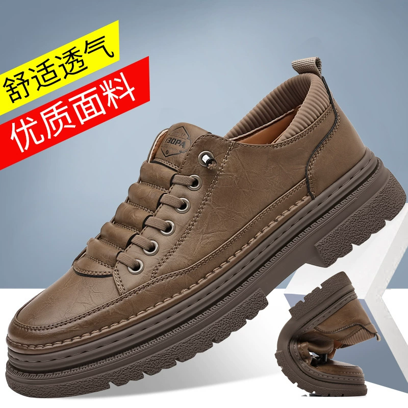 Один педаль новая мужская деловая повседневная кожаная обувь мужская ручная линия воловья молодежная универсальная обувь прилив 2371